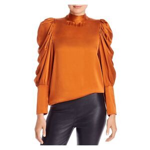 NOTES Womens Orange Mock Neck Balloon Sleeve Top Size: 36